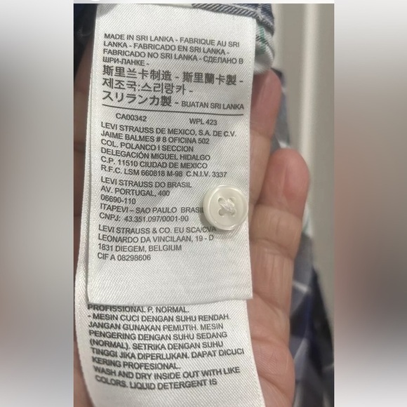 Levi's Womens Boyfriend Fit Plaid Long Sleeve Button Up Shirt Large Blue Cotton - Picture 11 of 12